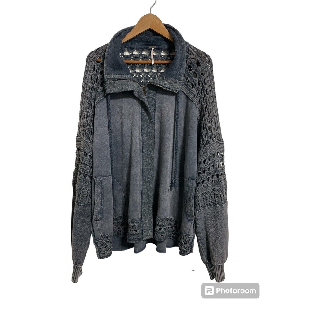 Free People Gray Crochet Cardigan